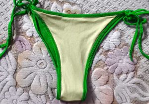 Bright Green Ribbed Tie-Side Bikini Bottoms
