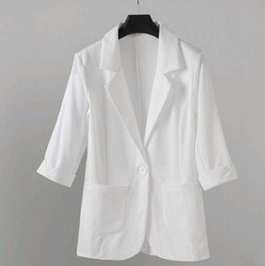 Lady Faux thin Linen White Blazer