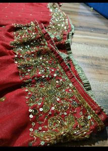 1Day sale!! Red cutdana heavy work Saree