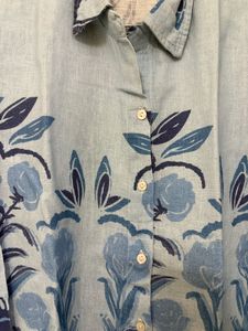 Blue Floral Print Button-Down Shirt