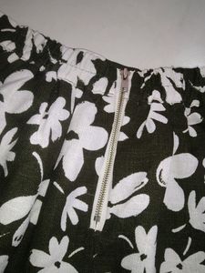 Olive Floral Plated Skirt