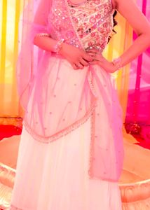 Vibrant yellow and pink lehnga choli