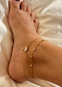 Elegant Gold Chain Anklet with Charm