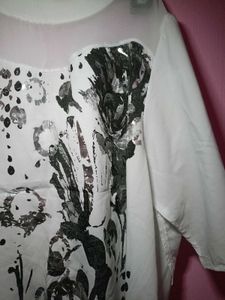 White Graphic Print Top