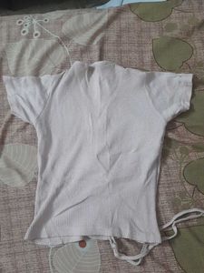 Peach Light  Ribbed V-Neck Tee