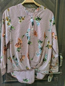 Striped Floral Print Top