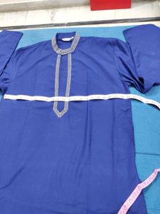 Men's Blue Embroidered Kurta