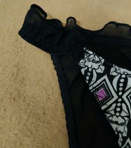 Sheer Black Briefs with Geometric Print