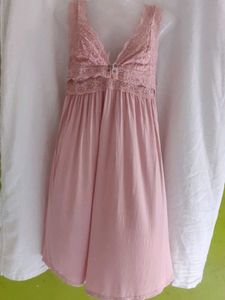 Lace Trimmed Pink Nightgown(maternity)