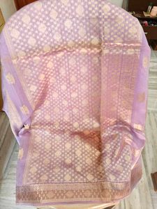Lavender Chanderi Cotton Zari Saree