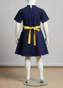 Girls' Navy &amp; Yellow Dress
