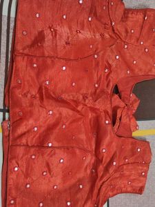 Red Mirror Work Blouse