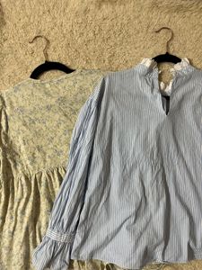 Cute Floral &amp; Striped Tops Set