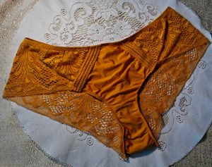 mustard yellow Lace Trimmed Briefs