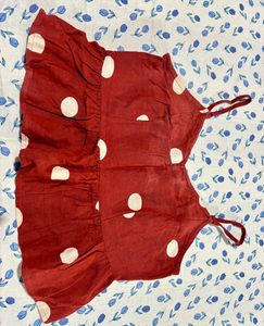 ONLY Red Polka Dot Peplum Crop Top