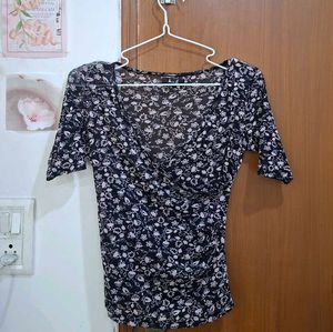 Chic Print Wrap Top