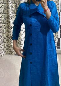 Teal Button-Down Dress Without Belt