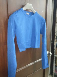 Blue Long Sleeve Cropped Top no 59