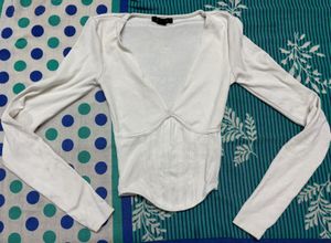 Trendy Corset Style Long Sleeve Top