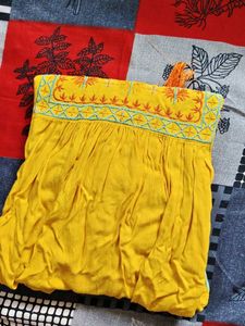 Vibrant Yellow Embroidered Kurta