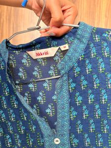 Blue Printed Cotton Kurta