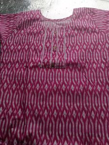 Pink & White Printed Kurta