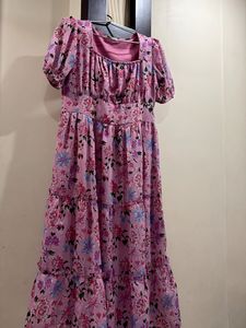 branded Pink Floral Maxi Dress