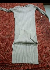Ribbed Long Sleeve V-Neck bodycon