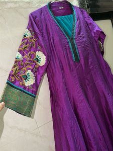Elegant Purple Embroidered Anarkali Kurta
