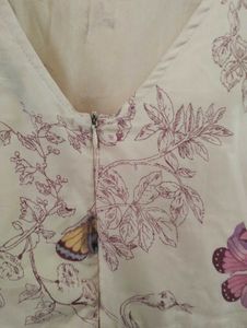 Cream Butterfly Print Summer Dress