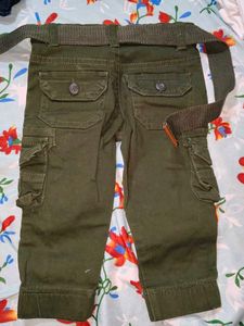 Olive Green Cargo Pants with Belt
