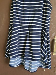 Navy &amp; White Striped Peplum Dress