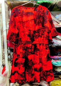 Stylish Red &amp; Black Abstract Print Top