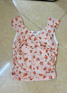 Cute Floral Ruched Tank Top