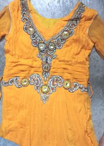 Elegant Yellow Embellished Ethnic Gown