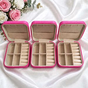 Set of 3 Pink Travel Jewelry Boxes