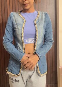 Denim Jacket with Chain Detail
