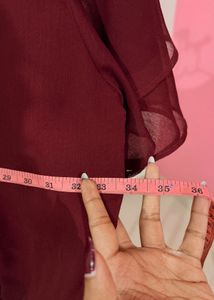 Maroon Ruffle Sleeve Top