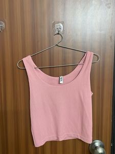 Ribbed Pink Crop Tank Top