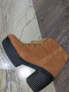 Tan Platform Lace-Up Boots