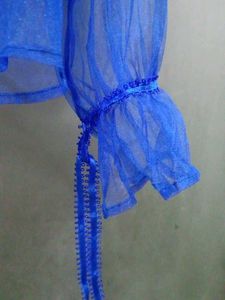 Sheer Blue Lantern Sleeve Top