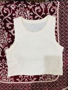 White Cropped Ribbed Tank Top