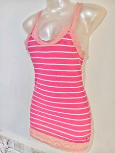 🔥 MEGA SALE🔥Pink &amp; White Lace Trim Camis