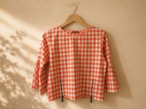 Meraki designer Gingham Boxy Crop top