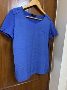 Mango Royal Blue Short Sleeve Top