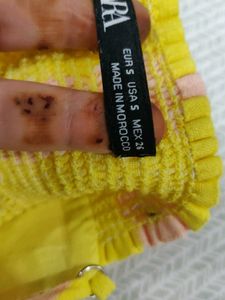 Zara Yellow Peplum Crop Top