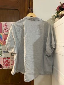 Light Blue Oversized Button-Up Shirt