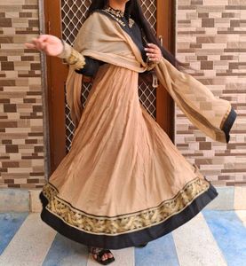 Elegant Two-Tone Anarkali Kurta zardozi worked hea