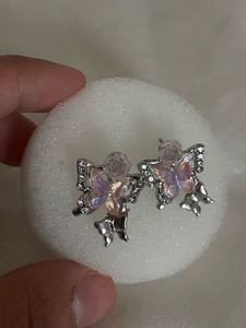 Cute Bow holographic pink Butterfly Earrings
