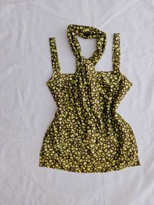 Satin y2k short kurti with scarf